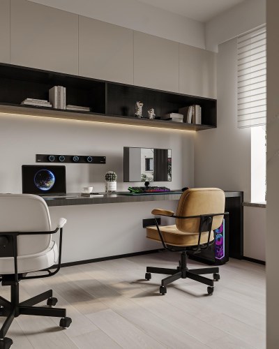 现代书房3D模型下载